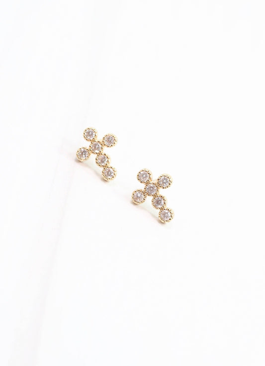Francoise CZ Cross Earring Gold