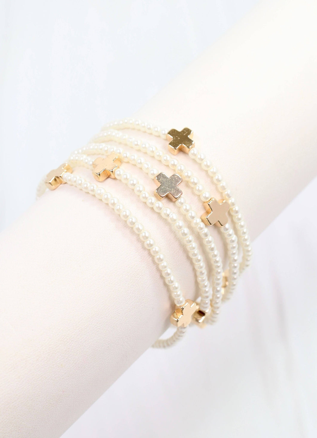 Panetiere Pearl Cross Bracelet Set Ivory