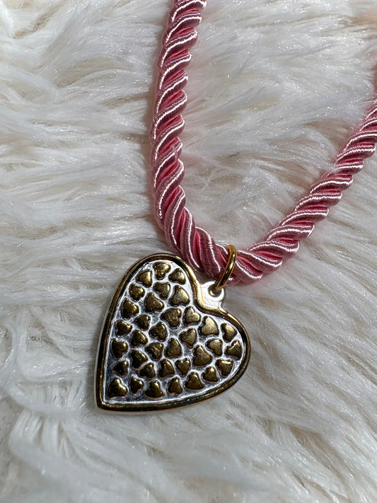 “Heart Full” Pink Rope Heart Necklace