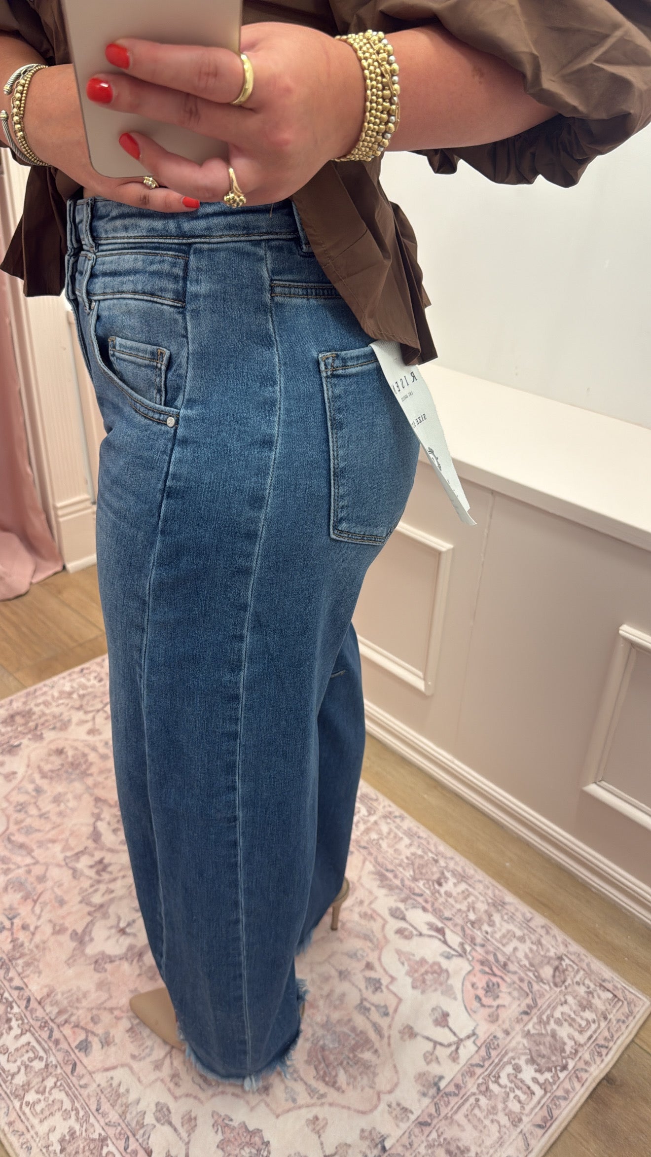 "Aubrey" Barrel Leg Risen Jeans