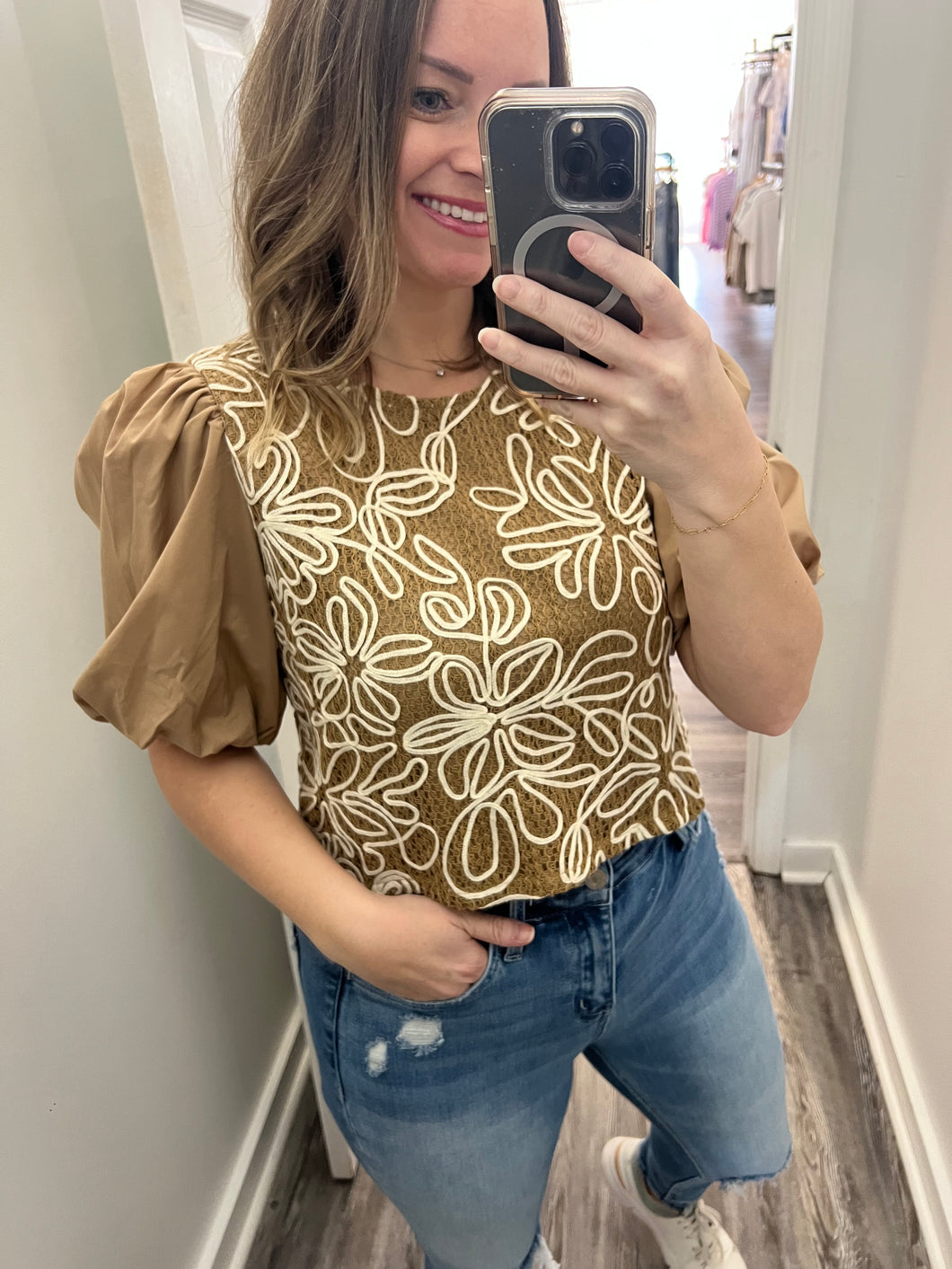 "Write It Up" Puff Sleeve Top