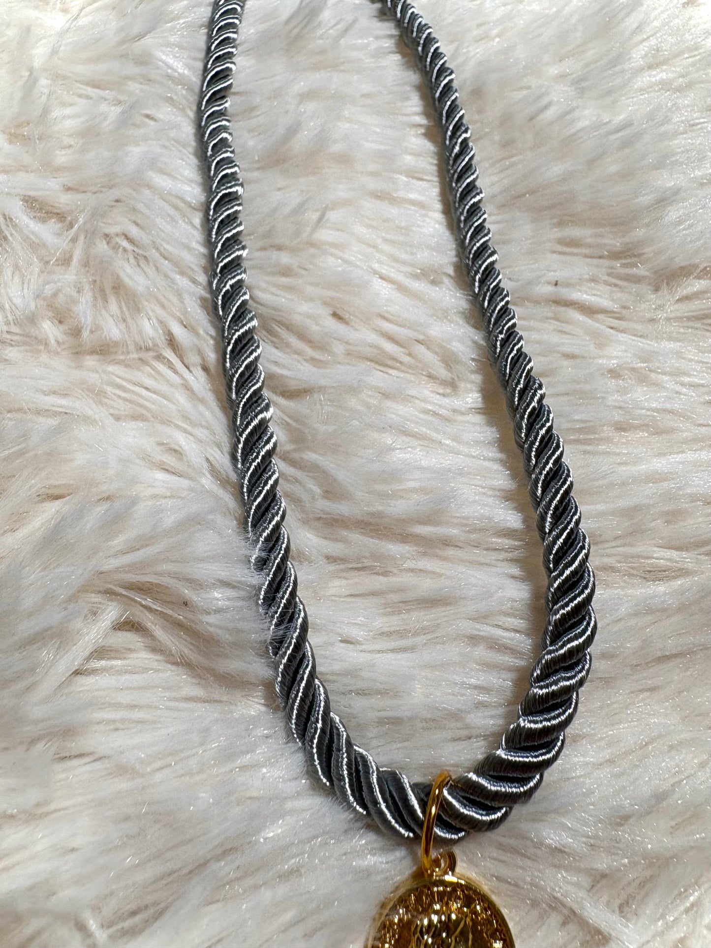 “Lucky” Blue Rope Coin Necklace