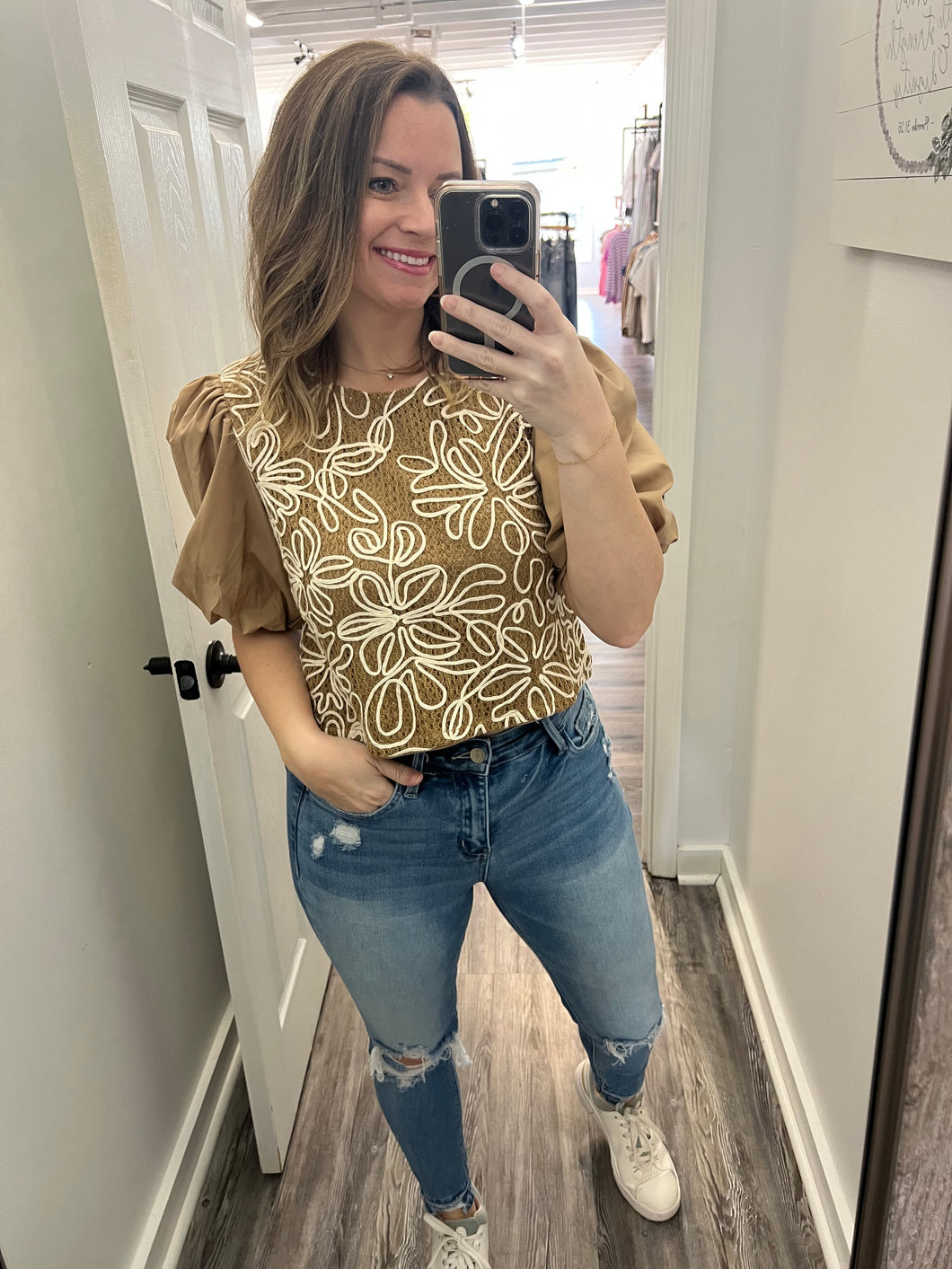 "Write It Up" Puff Sleeve Top