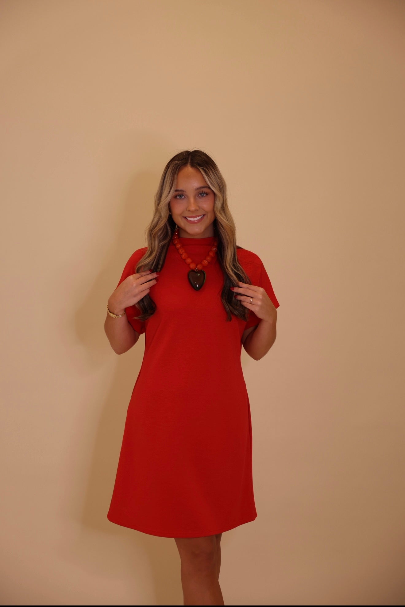 "Mistletoe" Red Scuba Dress