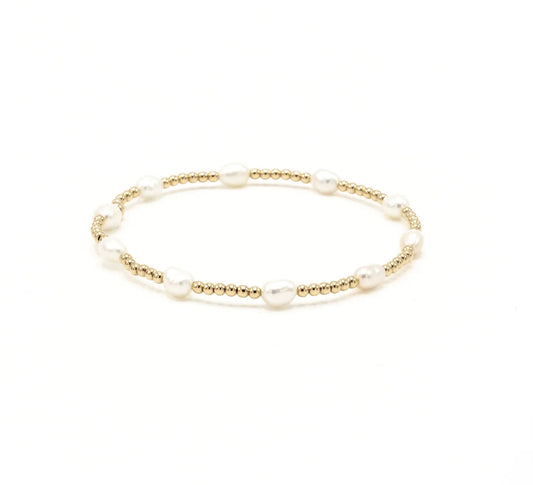 Petite Patterned Rice Pearl Bracelet with 14k Gold-Filled Beads