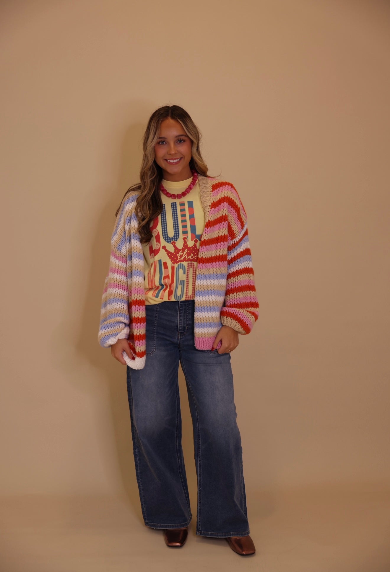 Multi Stripe Chunky Cardigan