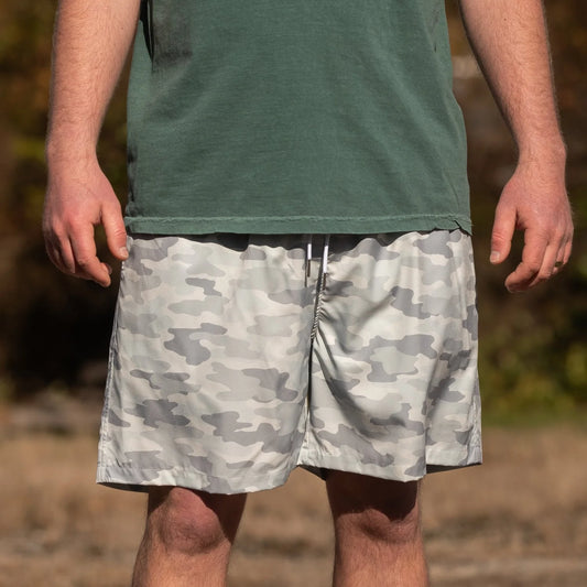 Whiteout Camo - Lined Swim Trunks