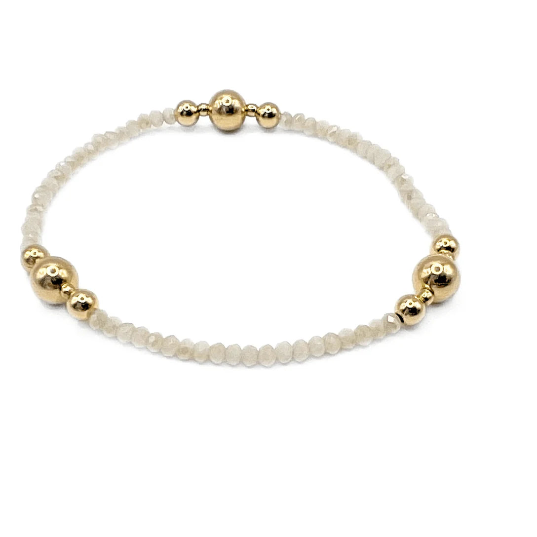 The Nantucket Shimmer Collection 14k Gold Filled Bracelet- Winter White