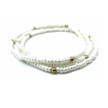 OG Classic Bracelet Stack in Pearl White & Gold Filled