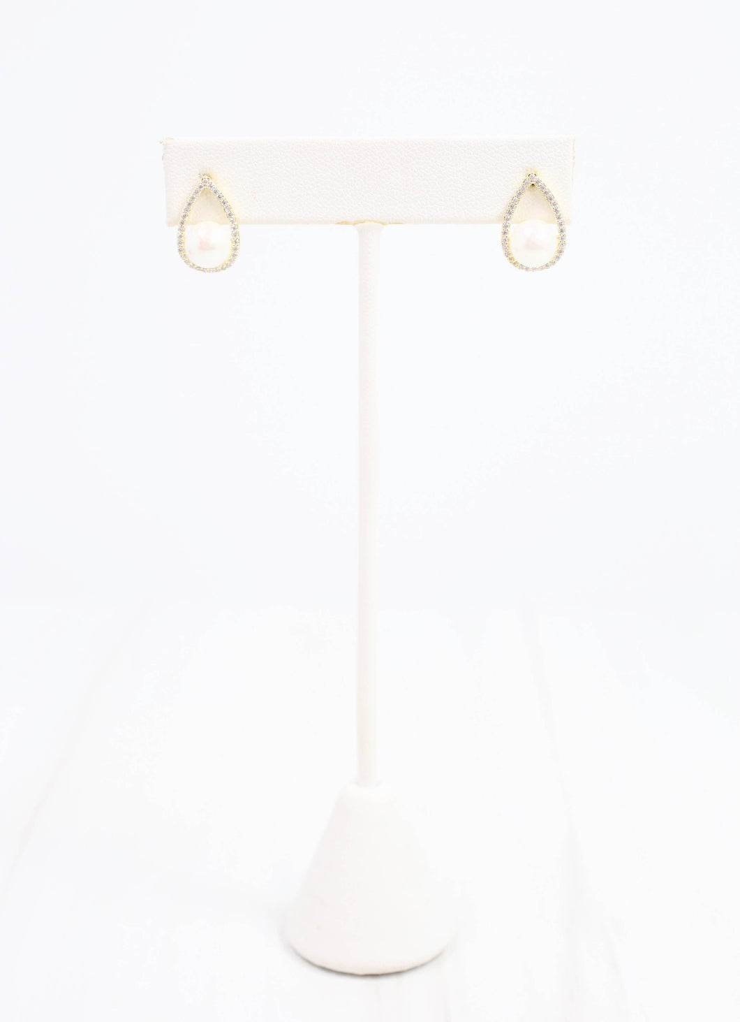 Keaton Pearl CZ Earring Gold