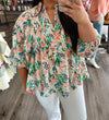 "Never Enough" Green Floral Blouse