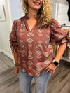 "Sometimes" Brown Floral Top