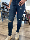 "Lizzy" Mid Rise Dark Crop Skinny