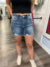 "Martina" Midrise Destroyed Denim Shorts