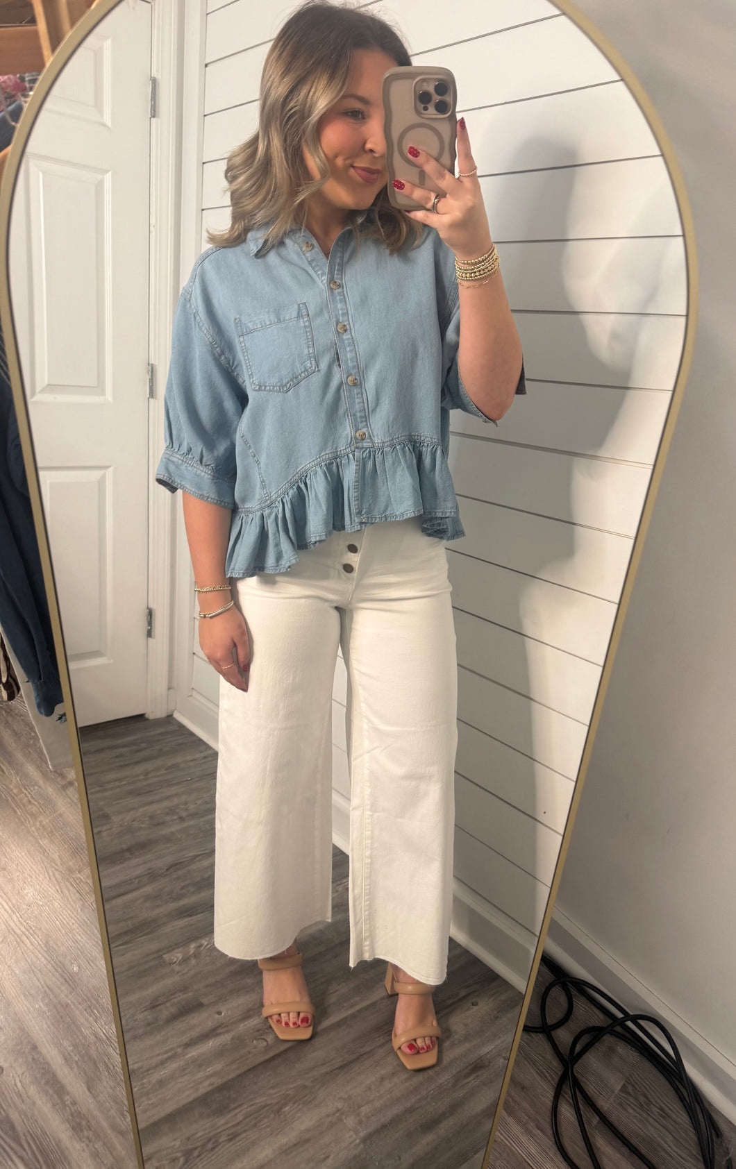 "Best Memory" Lt Denim Top