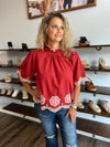 "Bless Them" Brick Flutter Sleeve Top