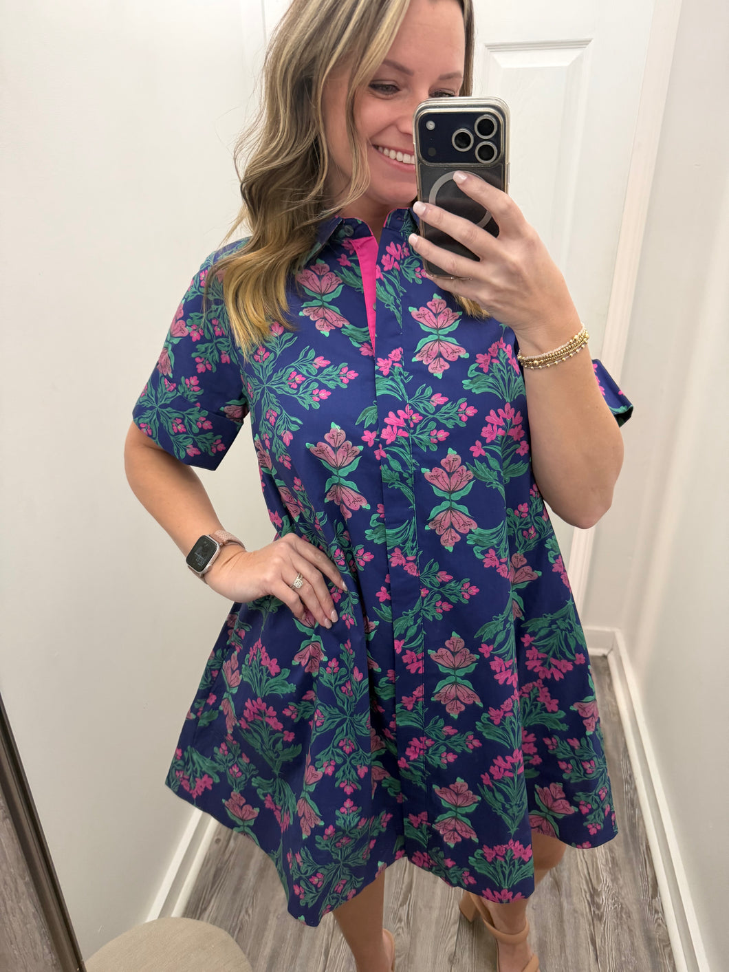 “Walk by Faith” Navy/Pink Floral Dress