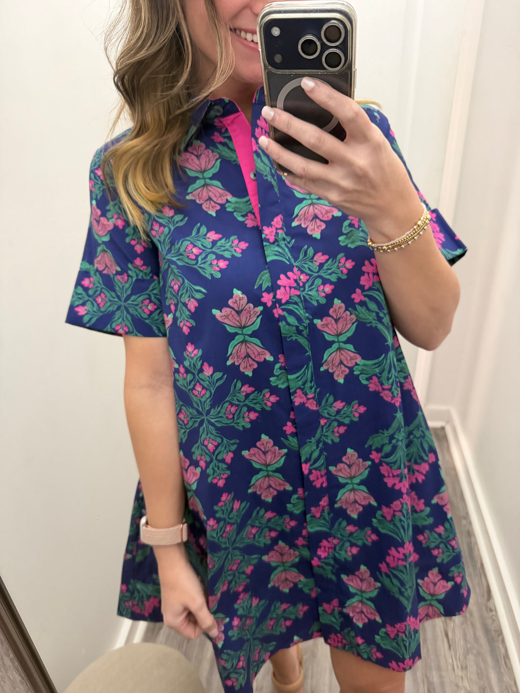 “Walk by Faith” Navy/Pink Floral Dress