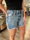 "Betty" High Waisted Destroyed Shorts