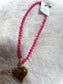 Pink Beaded Heart Necklace