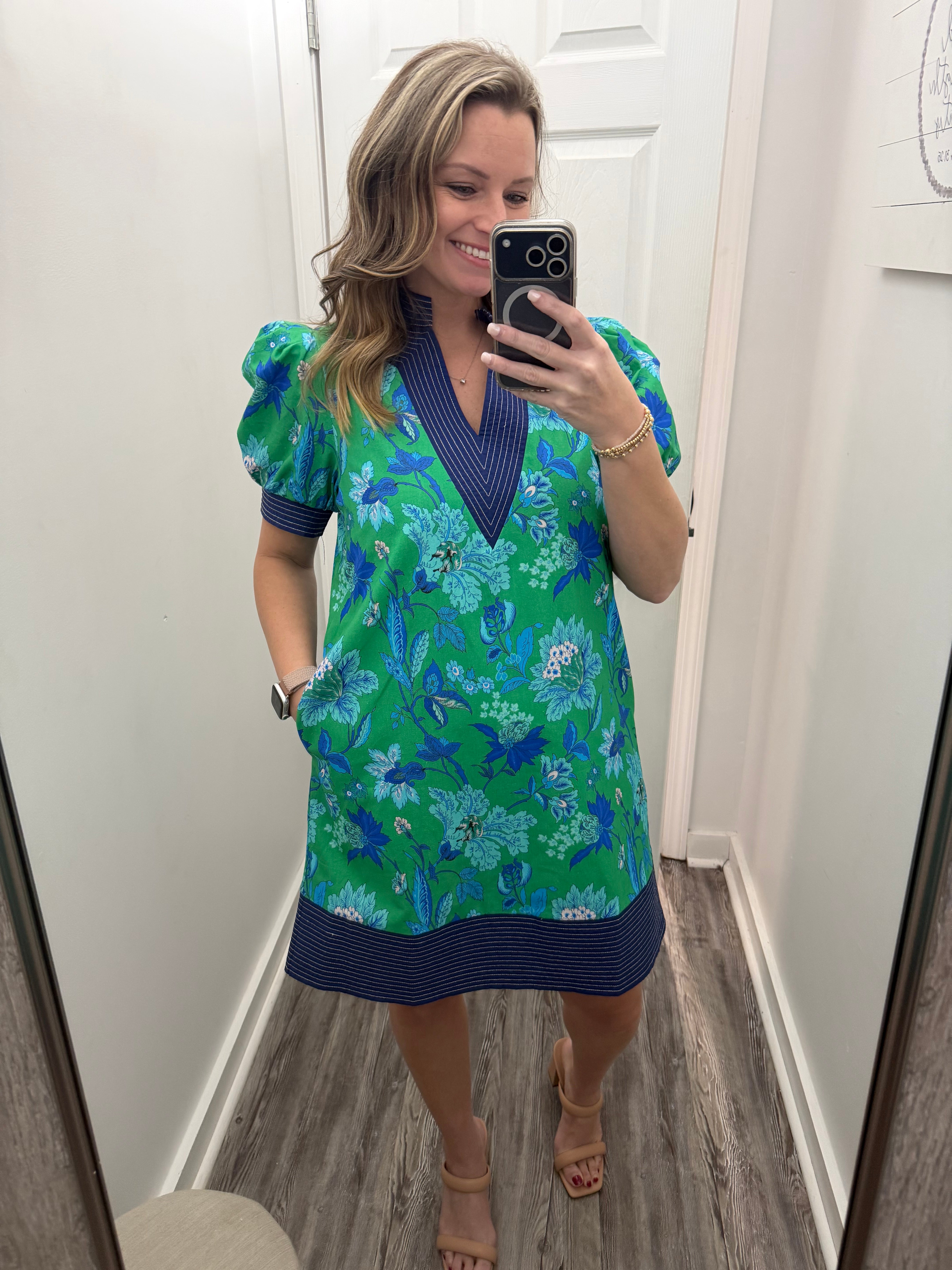 “Made New” Green/Blue Floral Dress