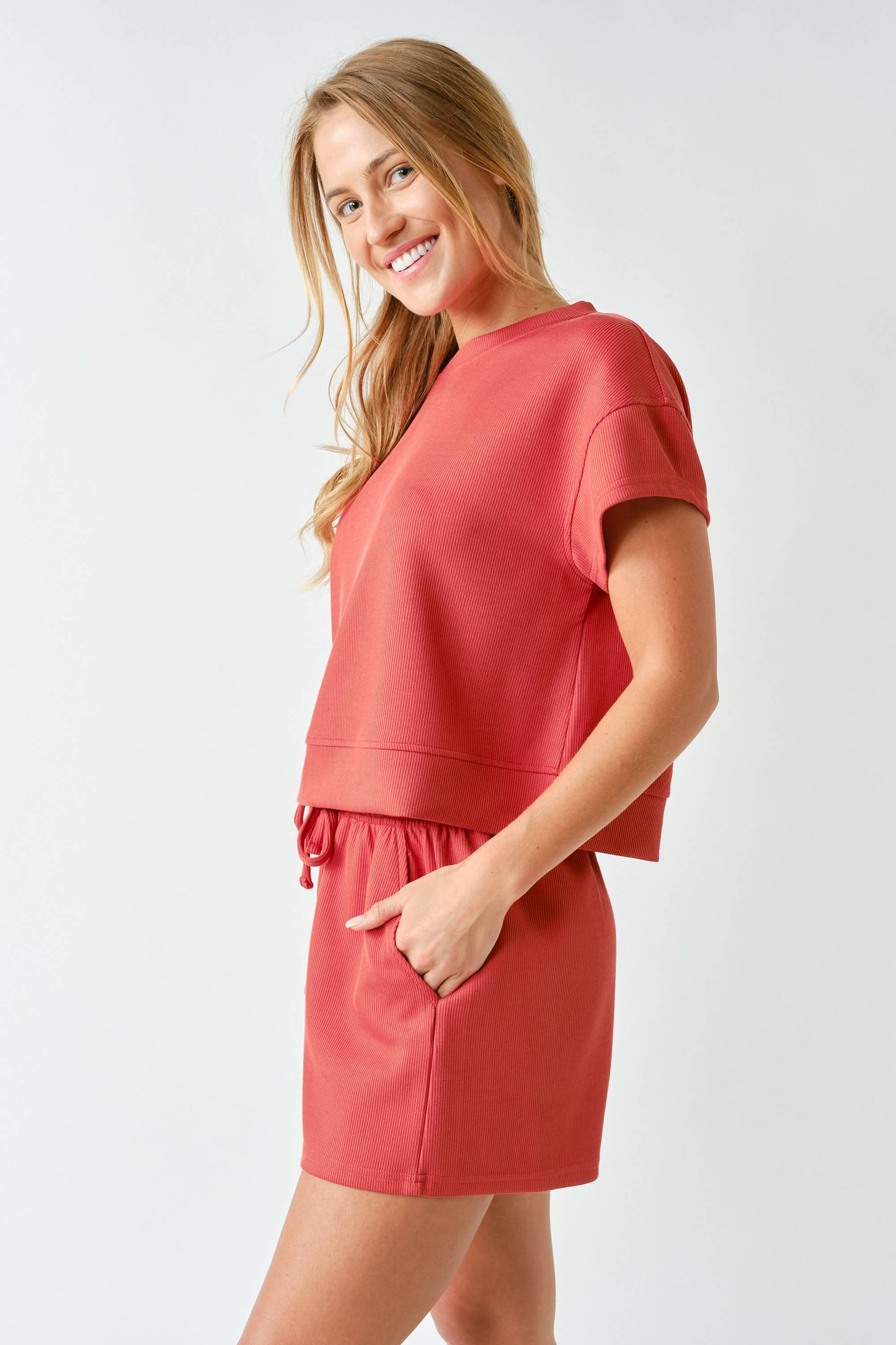 Luxe Sand Wash Rib Classic Tee Set