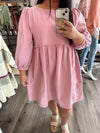 "Born to Fly" Dusty Pink Babydoll Dress