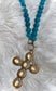 Blue Beaded Cross Necklace