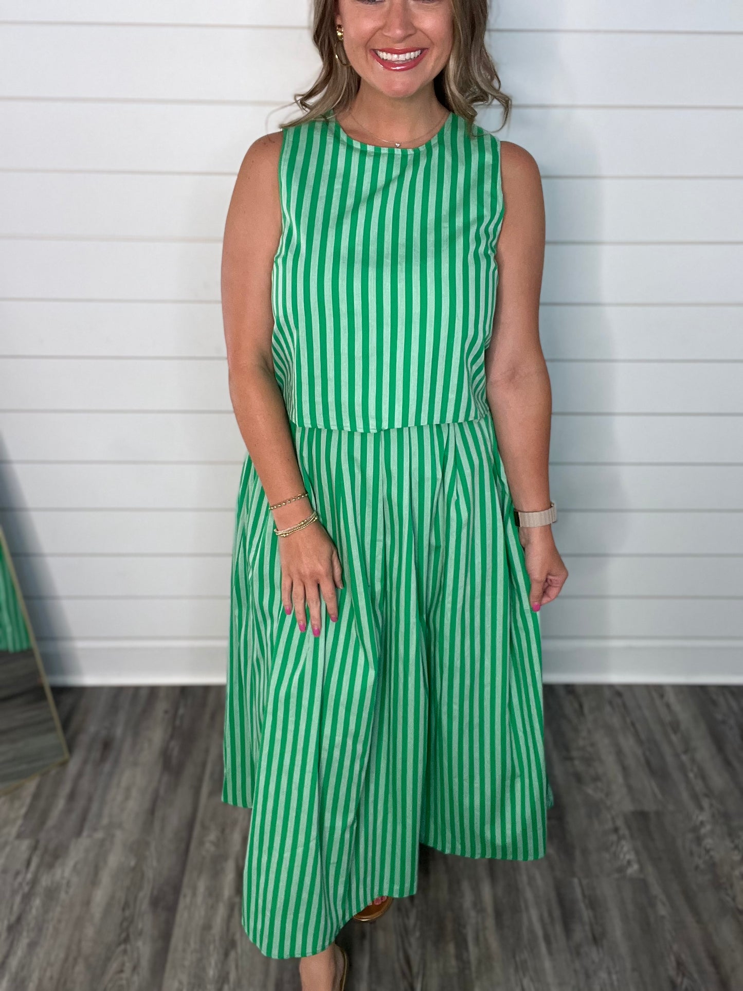 "Part the Sea" Green Sriped Top