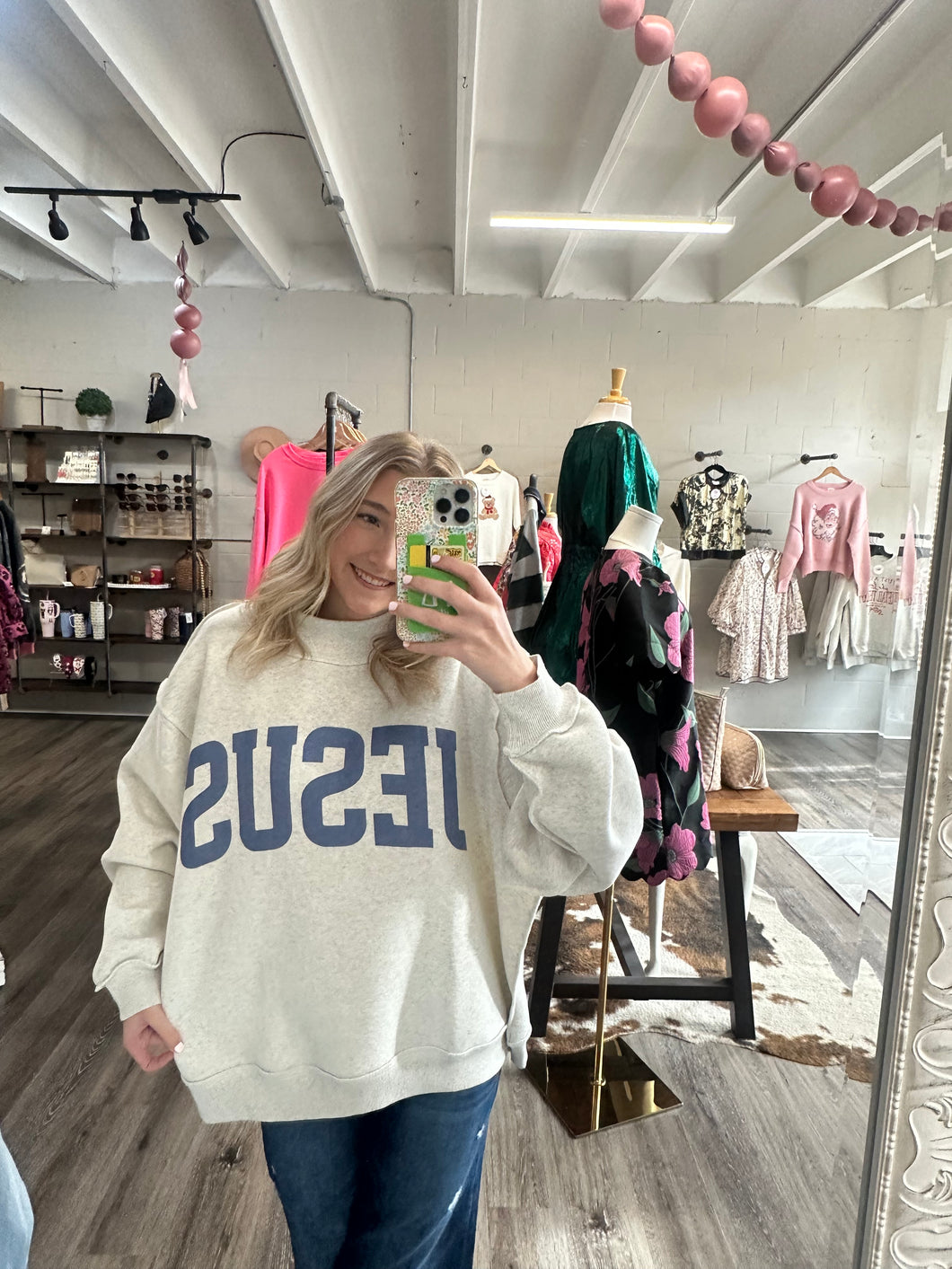 "Jesus/ God is Good" Mock Neck Sweatshirt