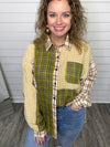 "Getaway Car" Olive Plaid Mix Top