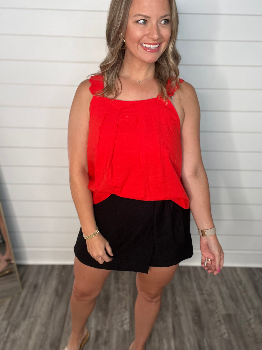 "Write this Down" Red Linen Top