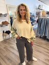"Courageous" Ivory Plaid Patch Top