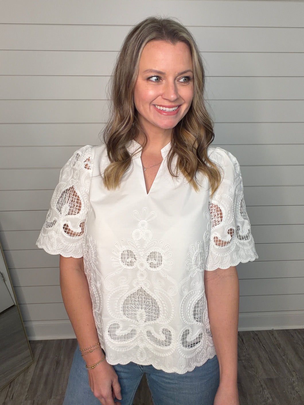 "Lily & Lace" Embroidered Lace Top