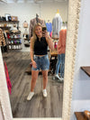 "Martina" Midrise Destroyed Denim Shorts