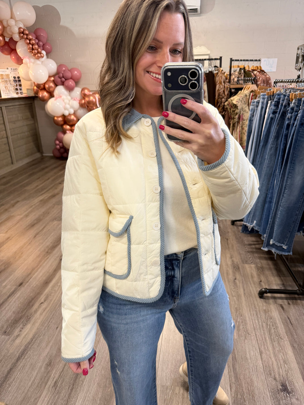 "No Longer Bound" Ecru Quilted Jacket