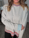 "Hear Your Voice" Grey Striped Sweatshirt