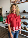 "Bless Them" Brick Flutter Sleeve Top