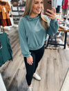 "On your Heart" Teal Mock Neck Top