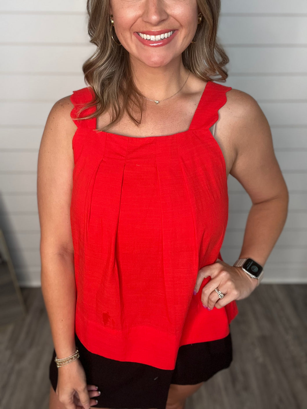 "Write this Down" Red Linen Top