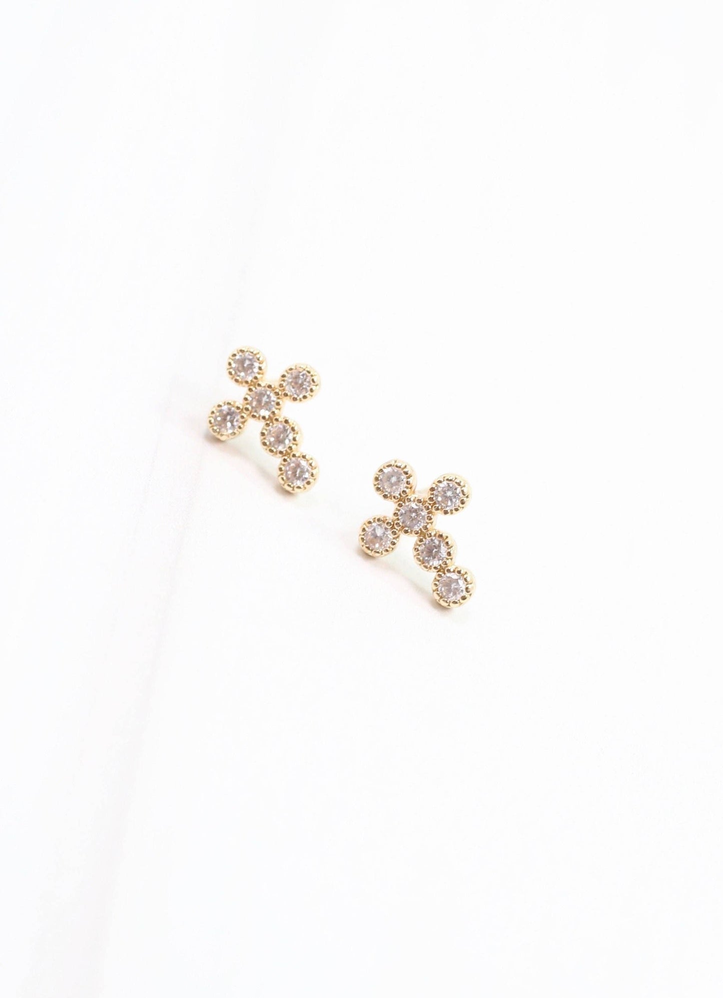 Francoise CZ Cross Earring Gold