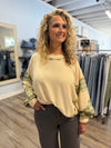 "Courageous" Ivory Plaid Patch Top