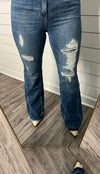 "Willa" Destressed Flare Denim