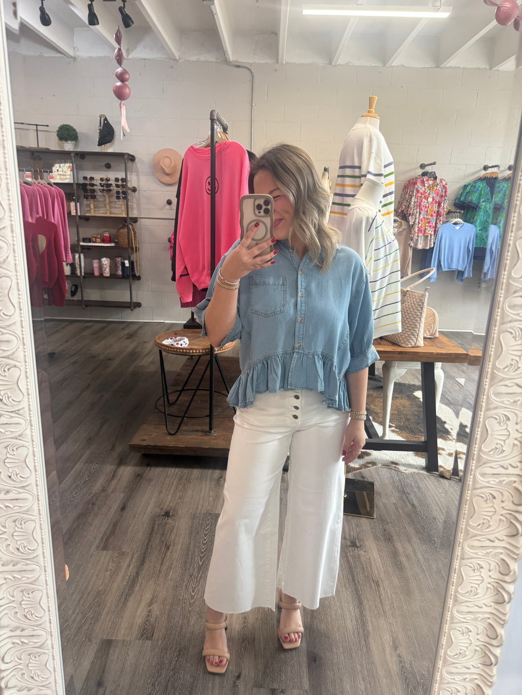 "Best Memory" Lt Denim Top