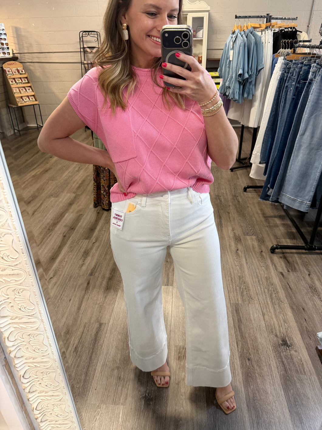 "Kennedy" White Ankle Wide Pants