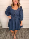 "Whole World Hears" Dark Denim Dress