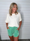 "Mindful Thinking" Green Textured Shorts