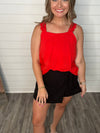 "Write this Down" Red Linen Top