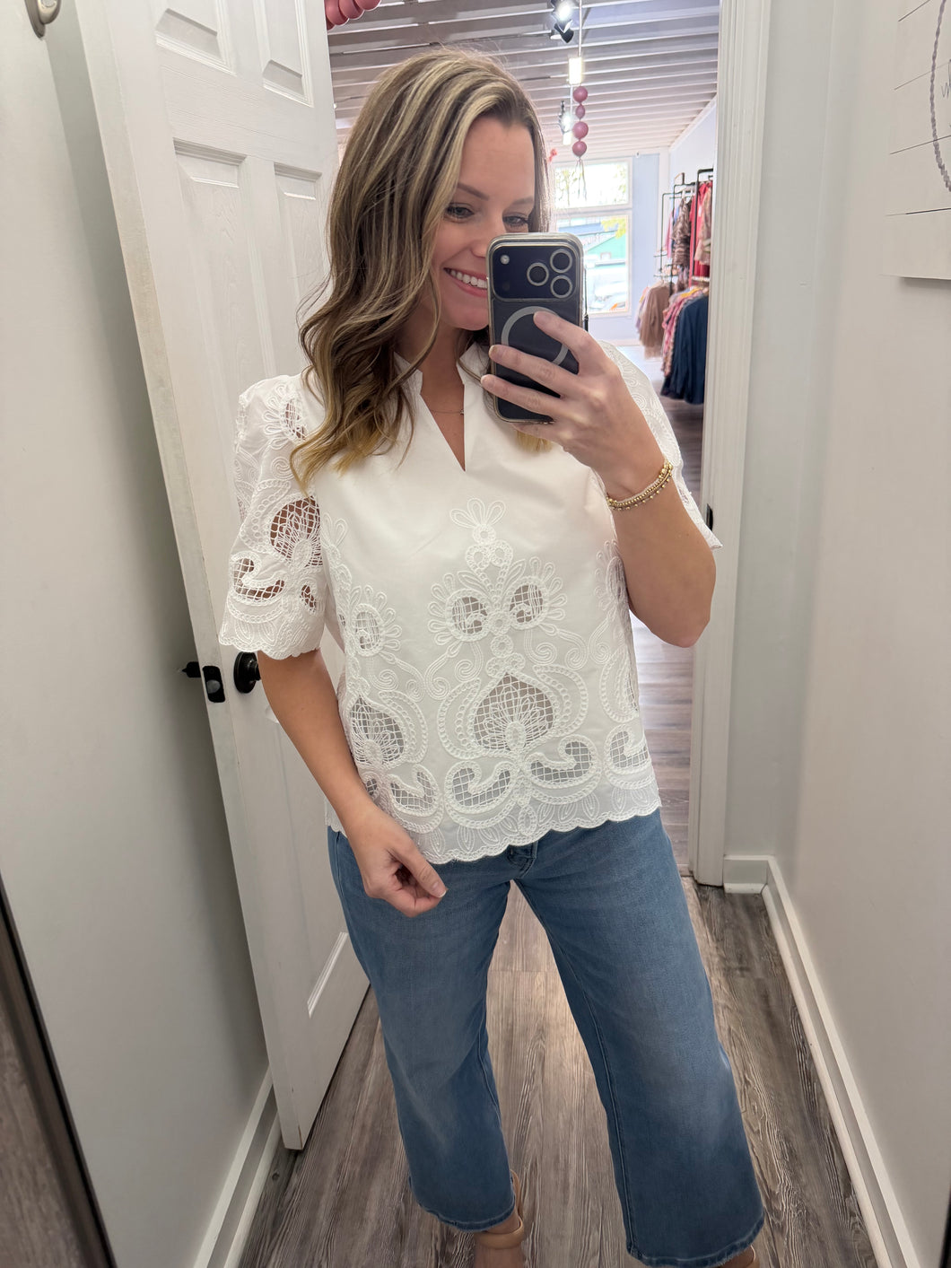 "Lily & Lace" Embroidered Lace Top