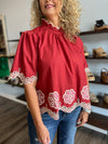 "Bless Them" Brick Flutter Sleeve Top